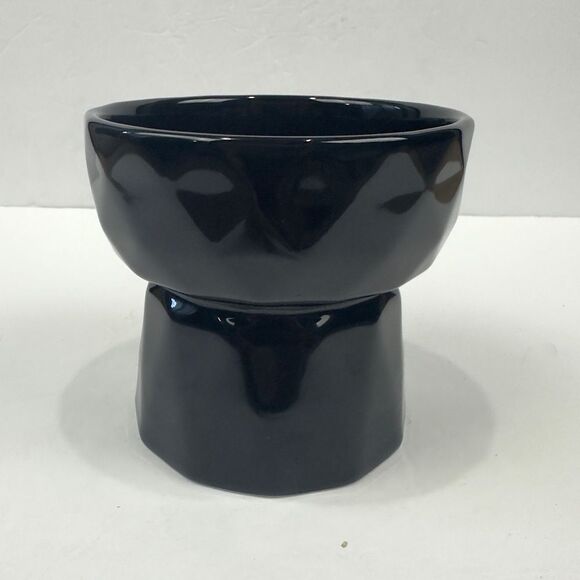 Ceramic raised pet food bowl black dog or cat - Picture 4 of 7